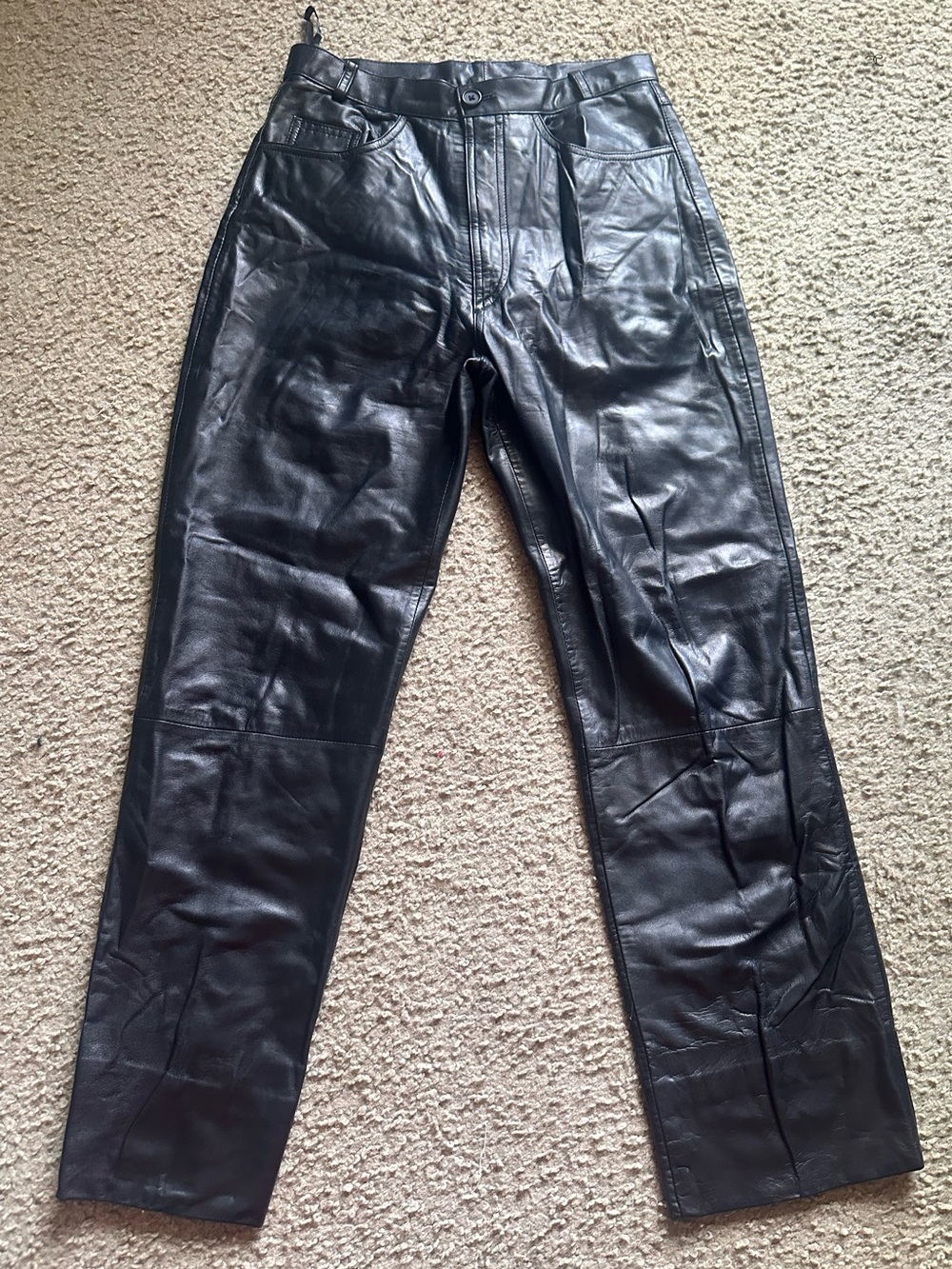 Verducci Women’s Black 💯 Genuine Leather Straight Pant Size 14 fits like 10-12
